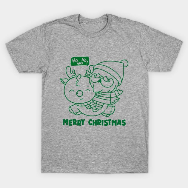 Merry Christmas - Santa Claus is riding a reindeer T-Shirt by Nine Tailed Cat